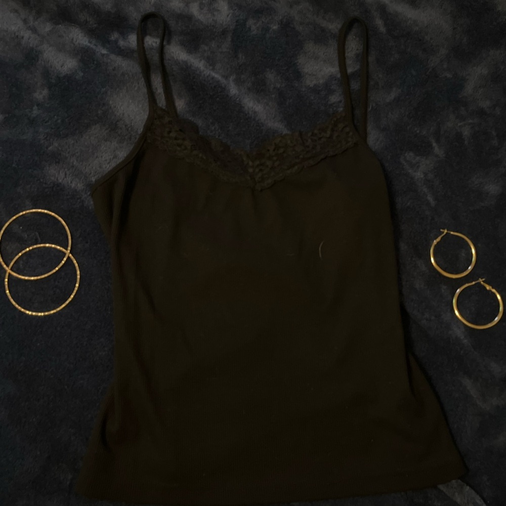 Black Lace Trim Cami Top